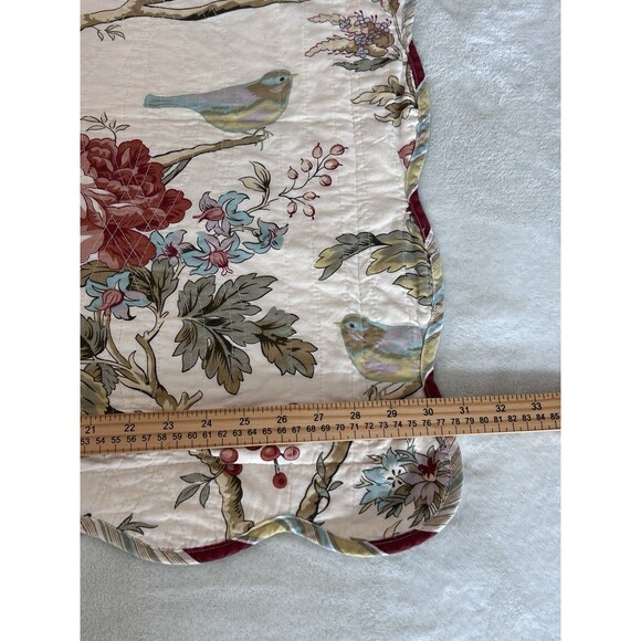 Set of 2 Waverly Charleston Chirp Bird Floral King Pillow Shams Scalloped Edge - Picture 6 of 12